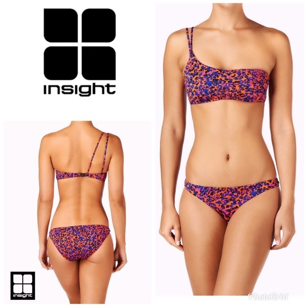 Insight 1 shoulder bikini. Leopard print. NWT